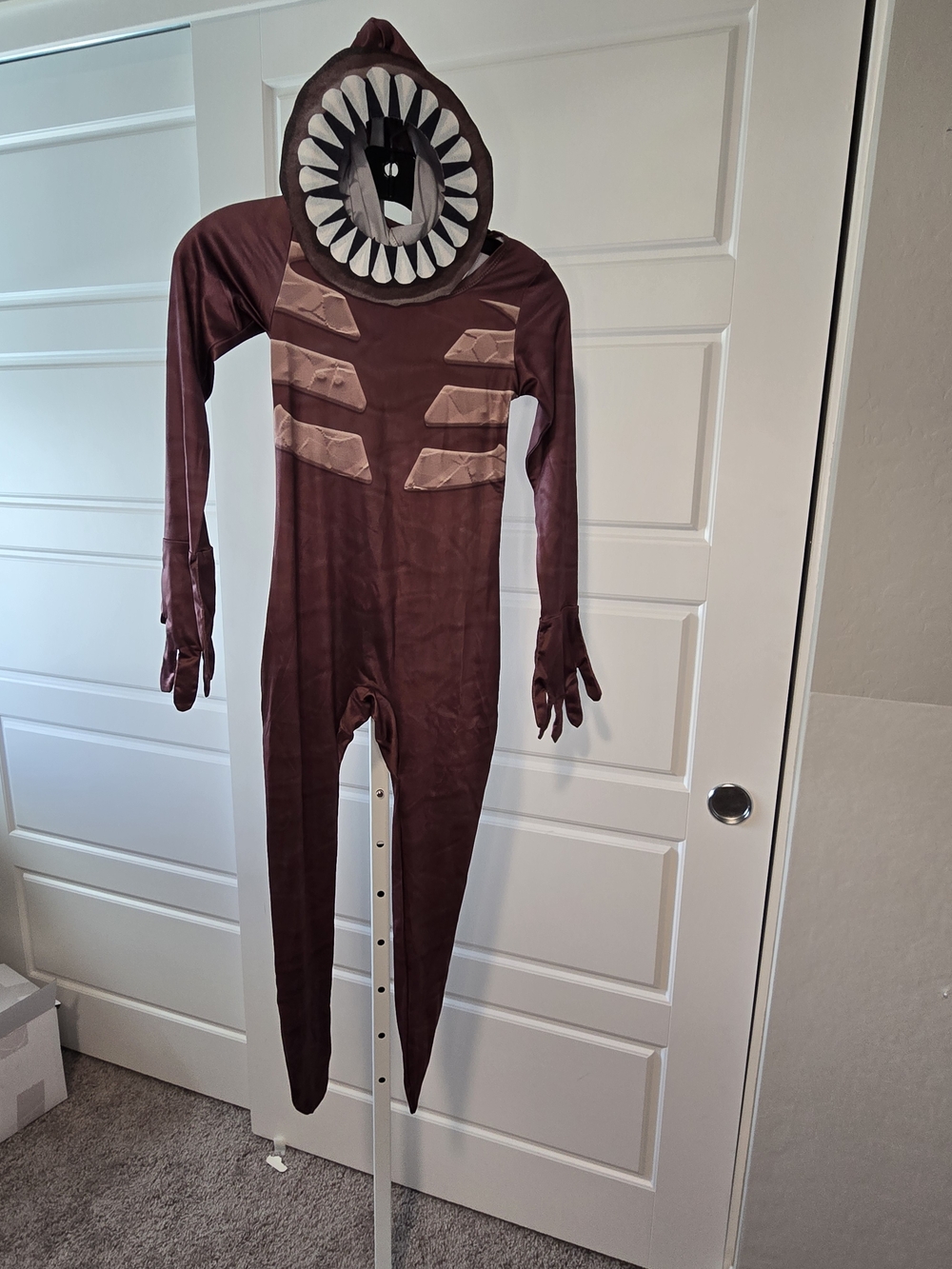 Kids Maroon Monster One-Piece Costume with Hood